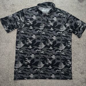 Grunt Style Camo Polo Shirt Size XL Black Gray Performance Golf Shirt